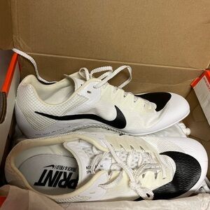 NIKE Zoom Rival Sprint Track and Field Cleats Size 7.5 White/Black with Bag New